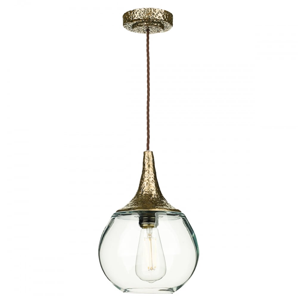 Teardrop Contemporary Ceiling Pendant Light In Bronze Finish With Clear Glass TEA0163