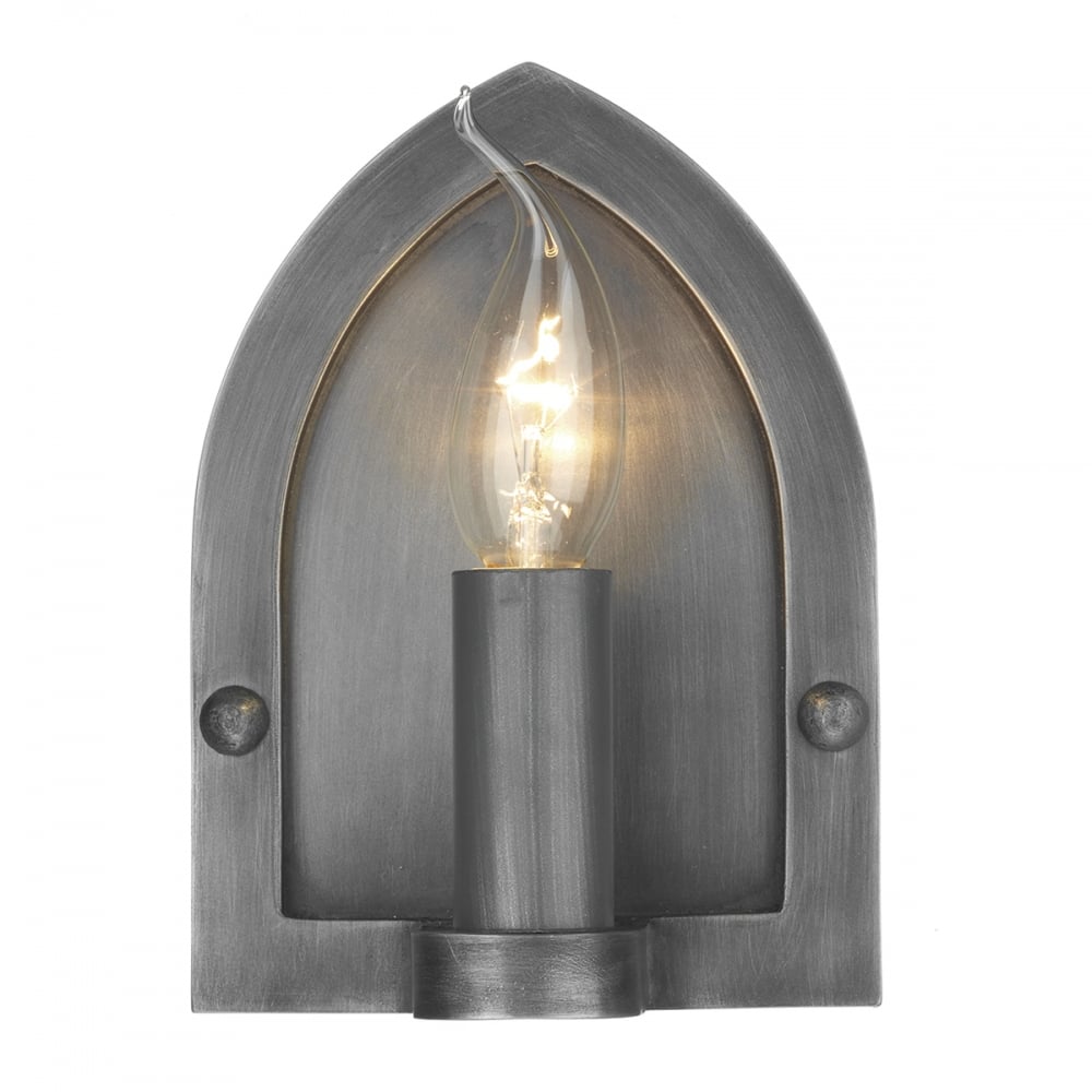 Lindisfarne Single Wall Light In Pewter Finish LW8