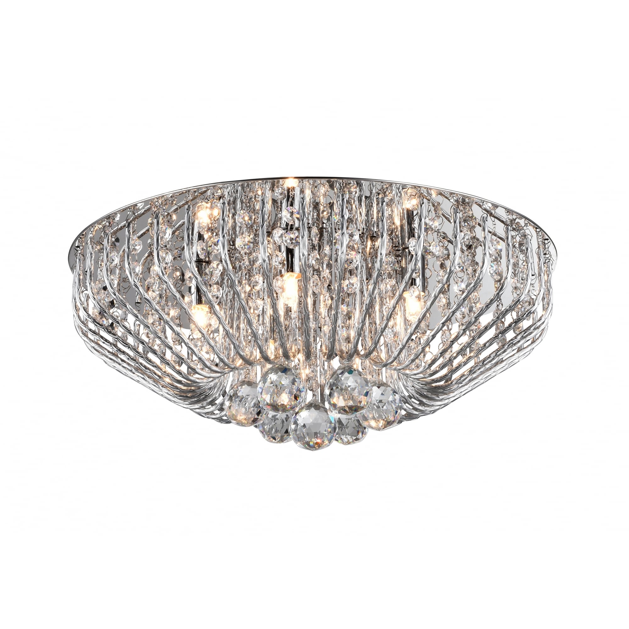 Carlo Stylish 5 Light Crystal Flush Ceiling Light In Chrome Finish CFH508052/05/PL/CH