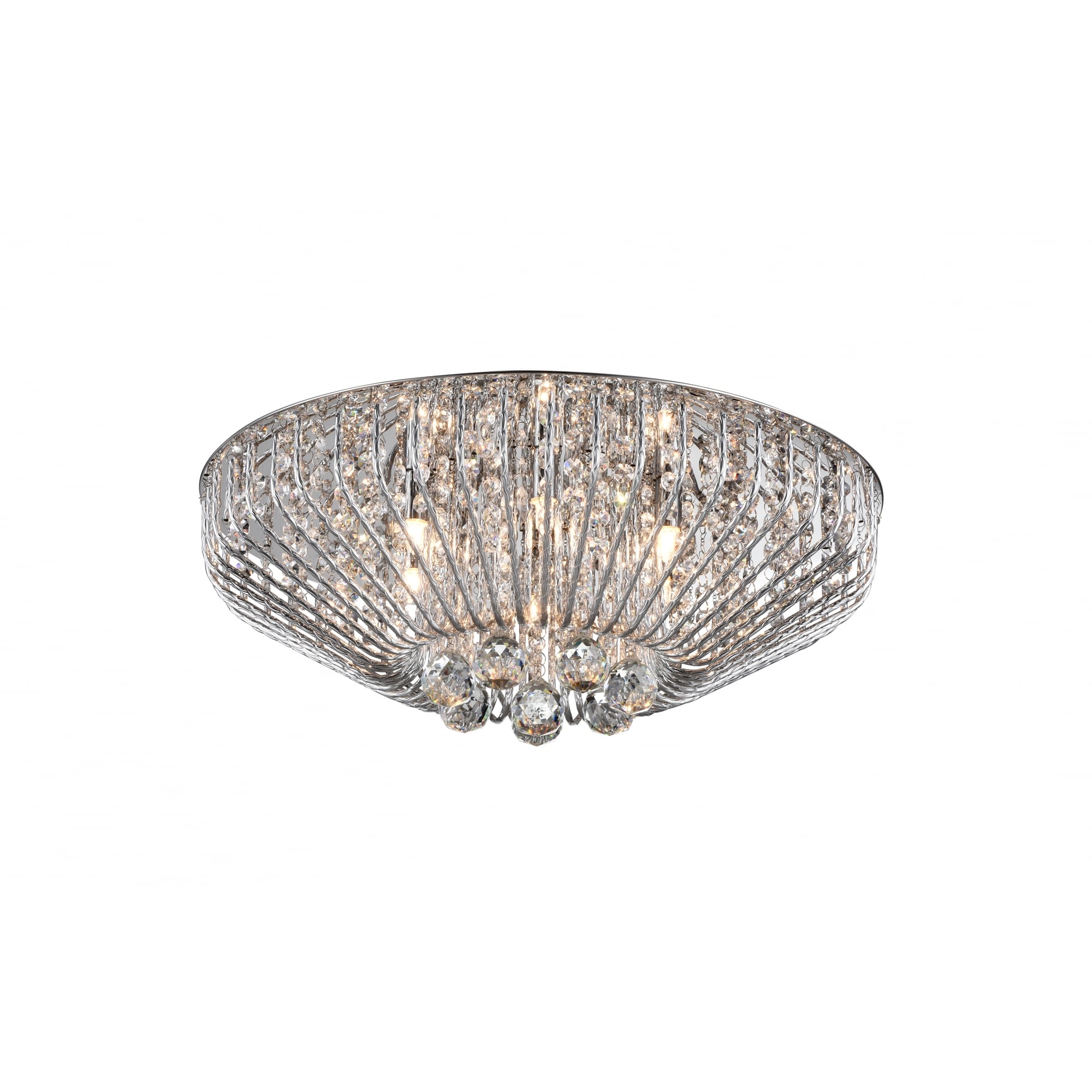 Carlo Stylish 6 Light Crystal Flush Ceiling Light In Chrome Finish CFH508052/06/PL/CH