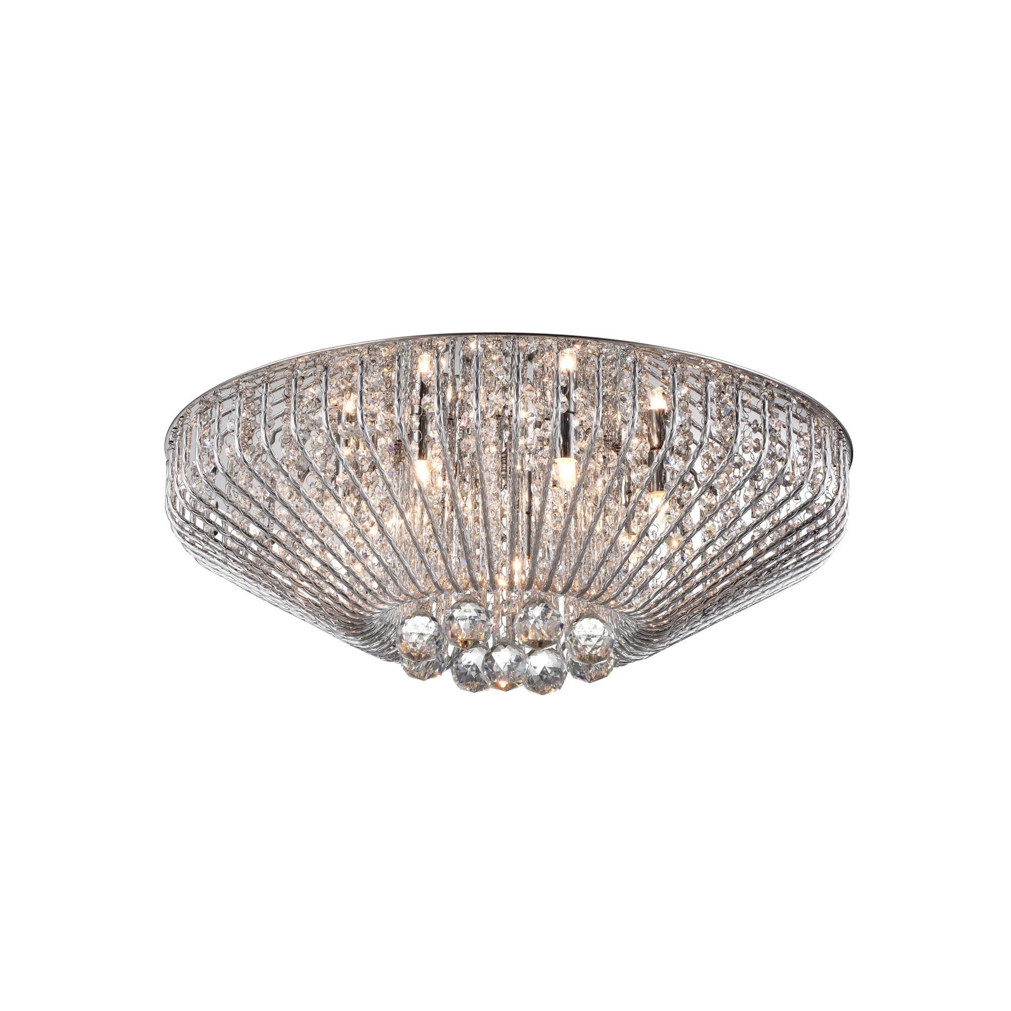 Carlo Stylish 7 Light Crystal Flush Ceiling Light In Chrome Finish CFH508052/07/PL/CH