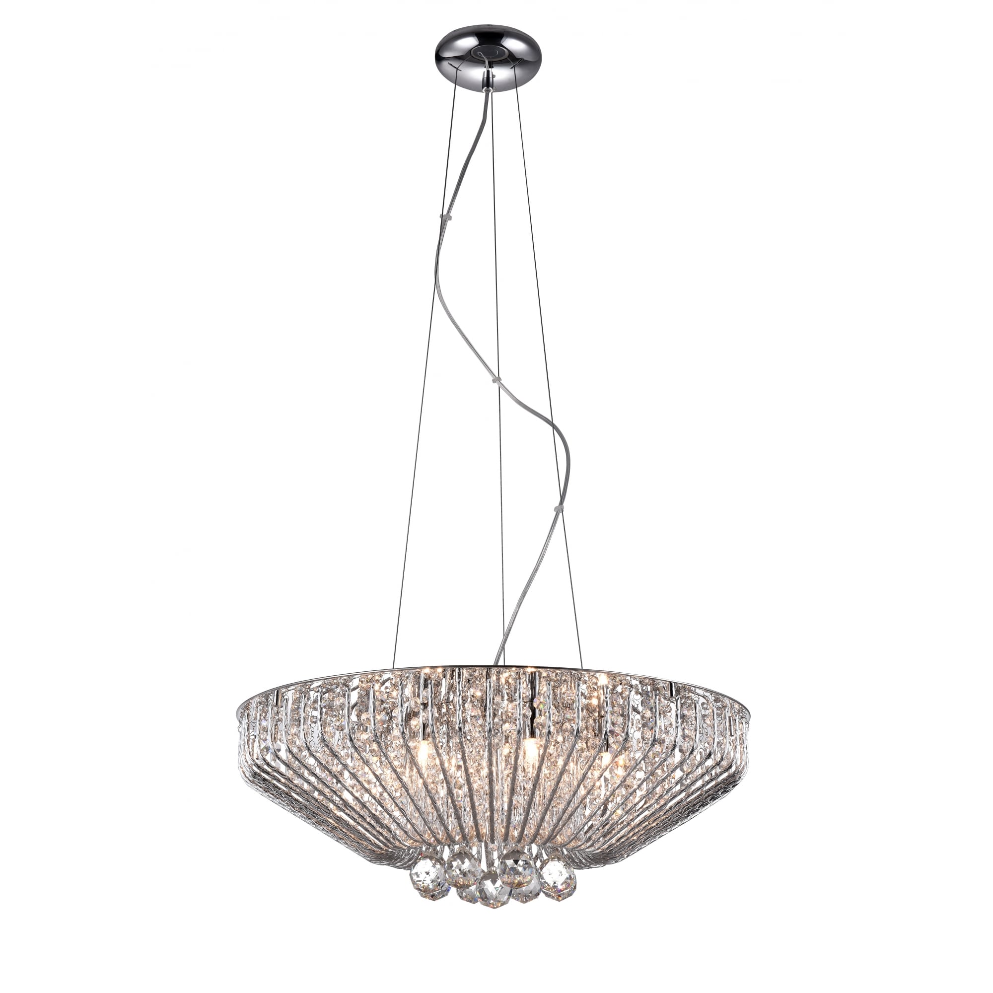 Carlo Stylish 7 Light Crystal Ceiling Pendant Light In Chrome Finish CFH508052/07/CH