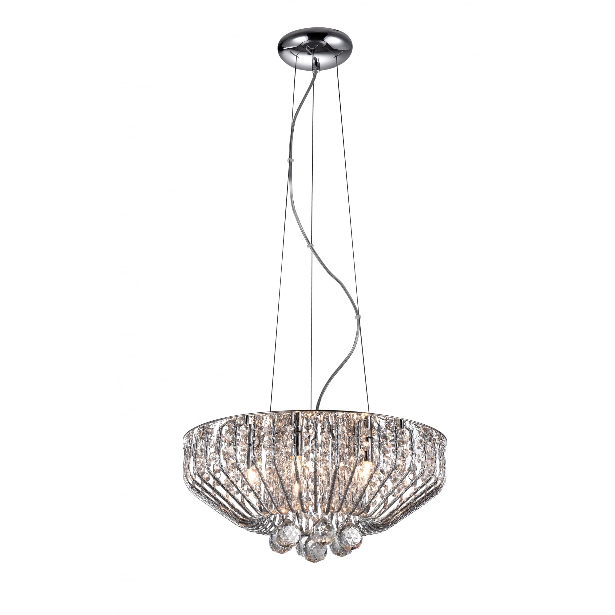 Carlo Stylish 5 Light Crystal Ceiling Pendant Light In Chrome Finish CFH508052/05/CH