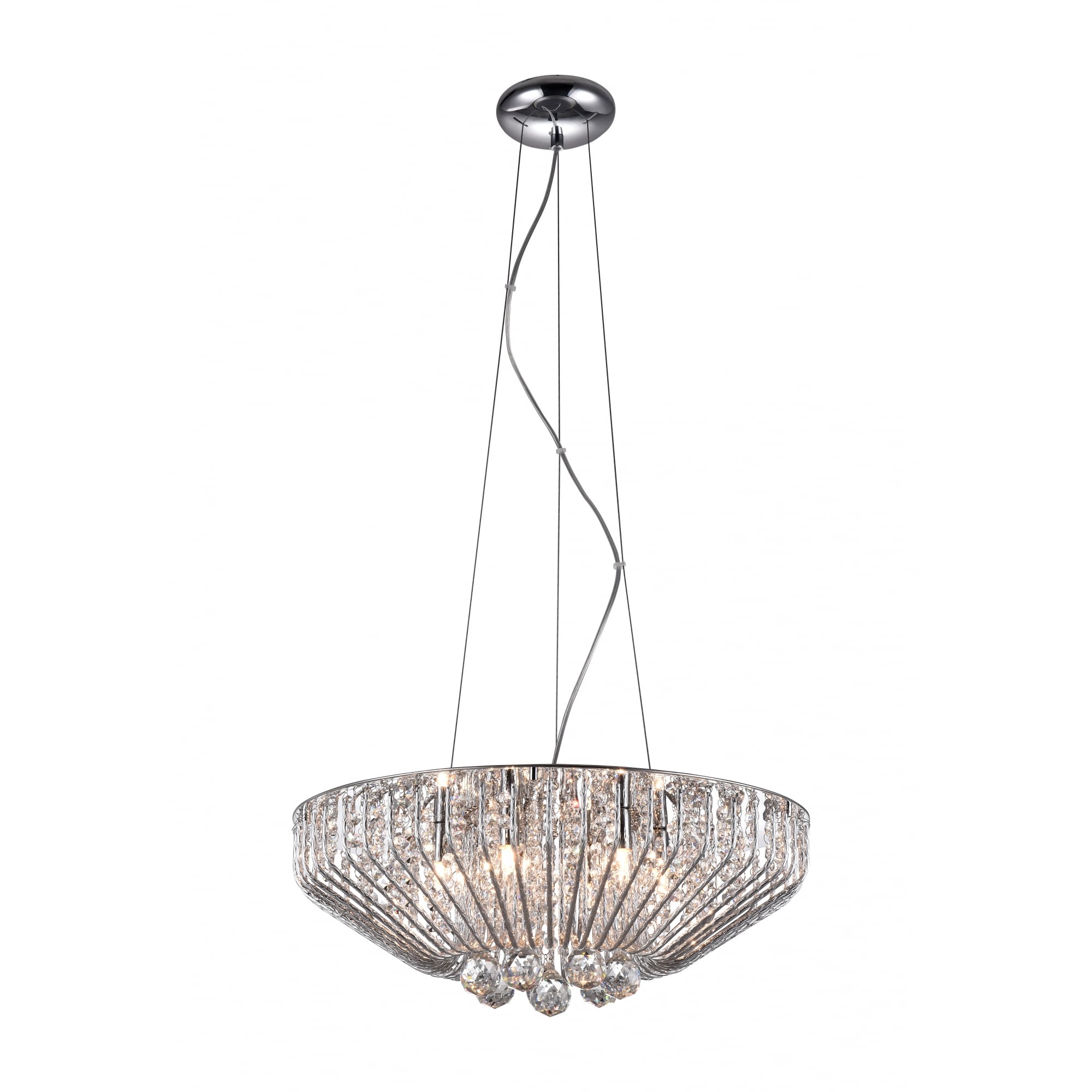 Carlo Stylish 6 Light Crystal Ceiling Pendant Light In Chrome Finish CFH508052/06/CH