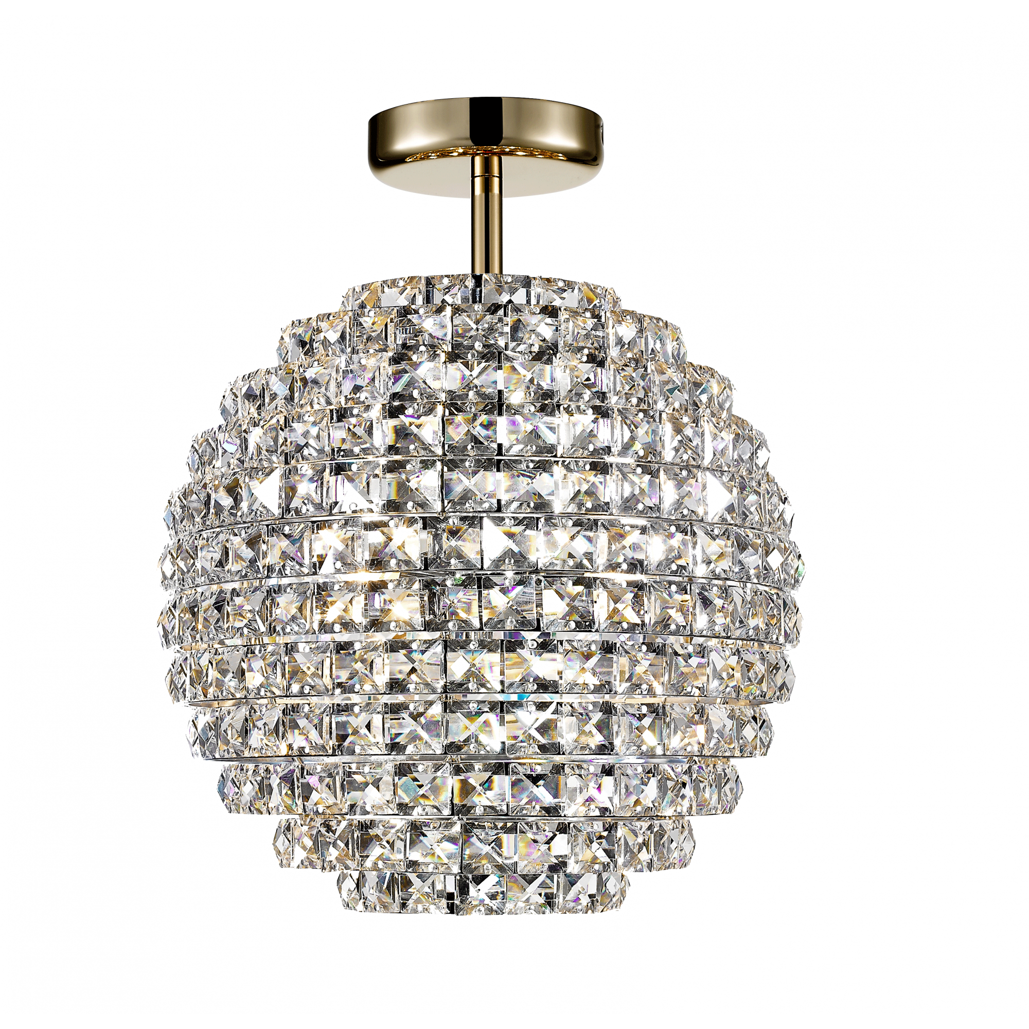 Nord Stylish Crystal Semi Flush Ceiling Light In Gold Finish CFH608241/SF/G