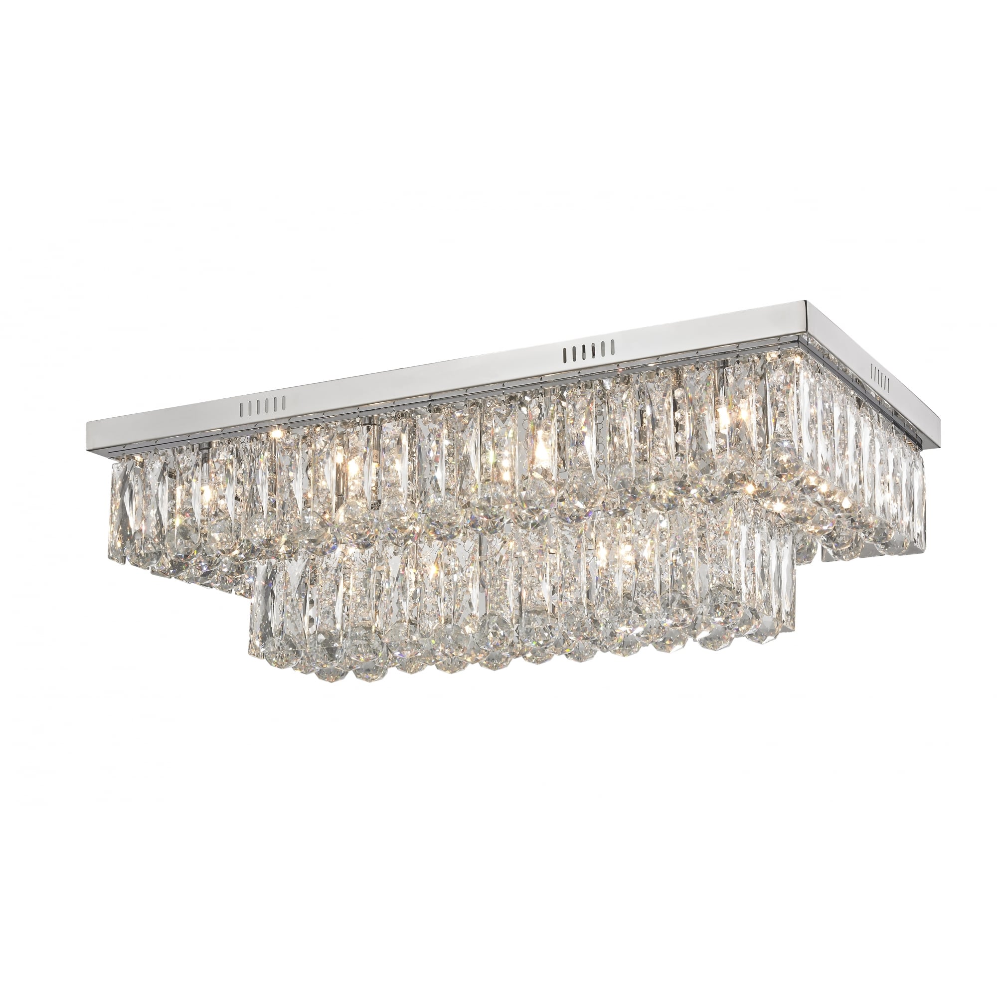 Lilou 12 Light Crystal Duo Mount Ceiling Light In Chrome Finish CF1708/12/CH
