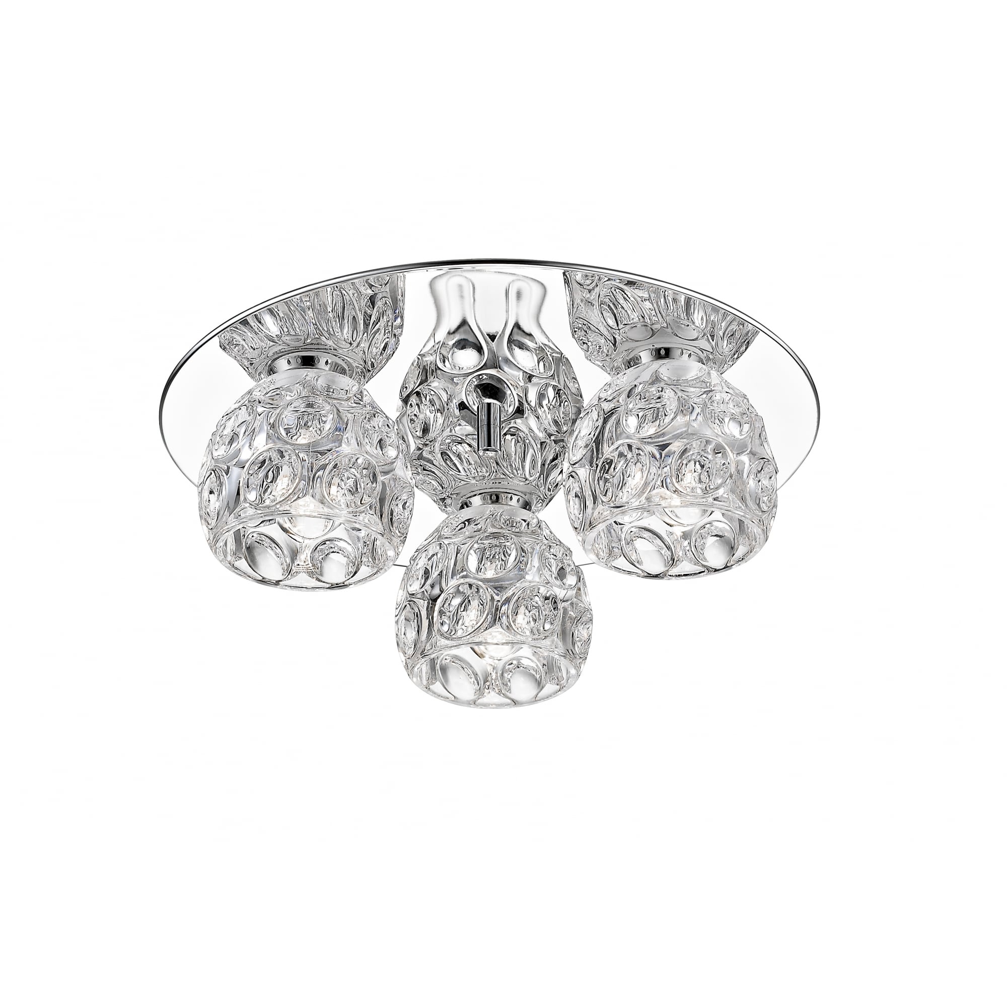 Clea Crystal LED 3 Light Flush Ceiling Fitting In Chrome Finish LED1704/03/PL/CH