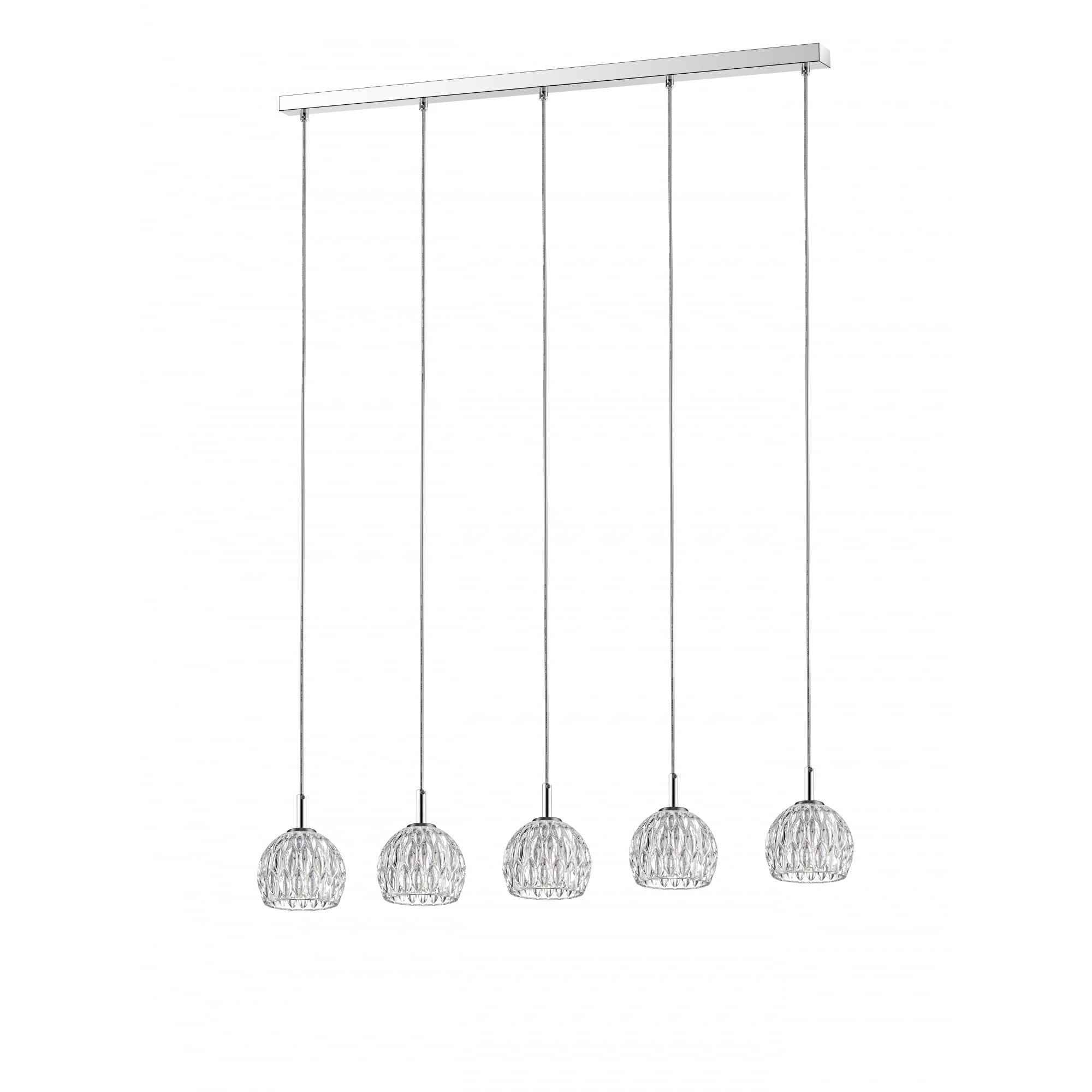 Clea Crystal 5 Light Bar Ceiling Light In Chrome Finish CFH1704/05/BAR/CH