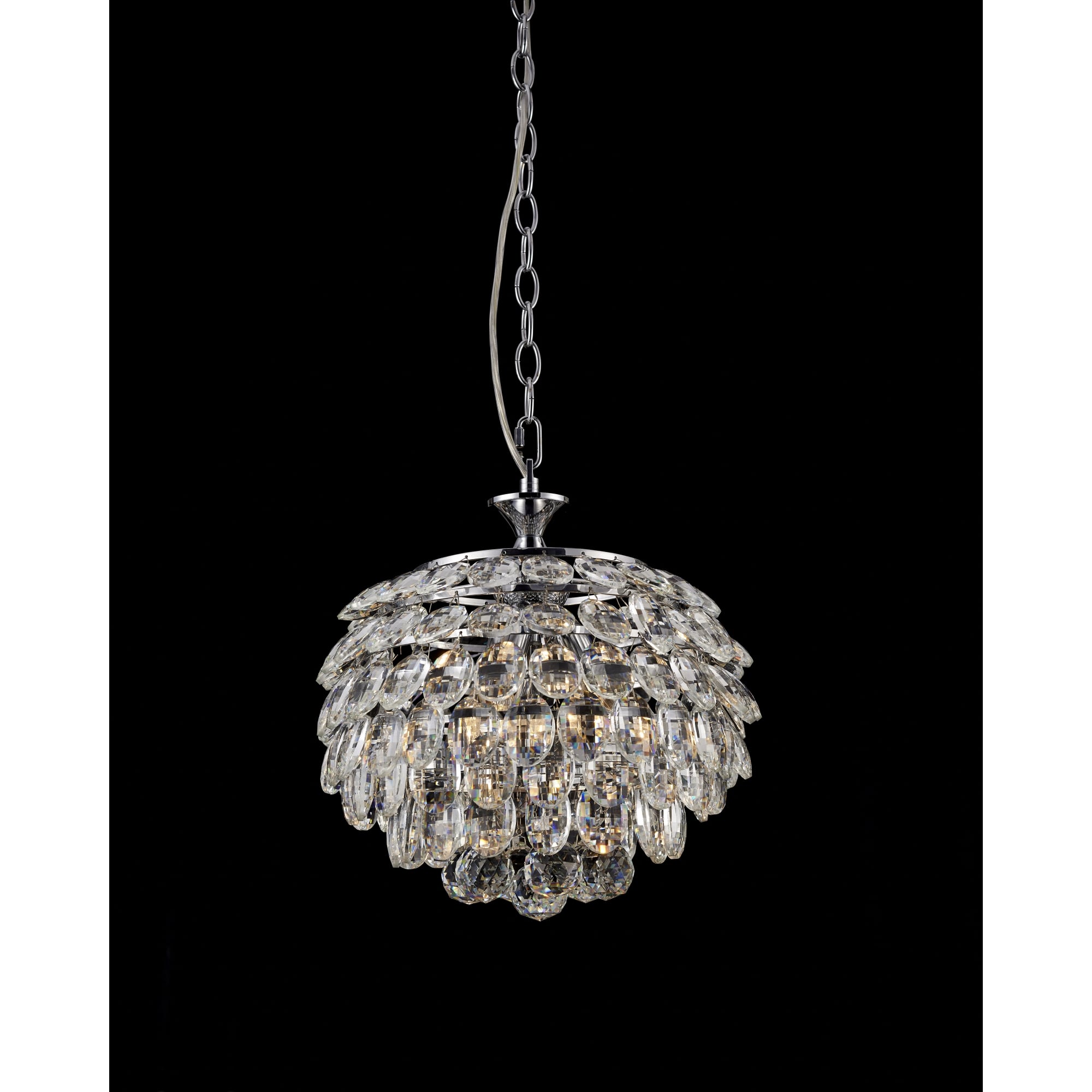 Raina Decorative Crystal 3 Light Ceiling Pendant In Chrome Finish CF311201/03/CH