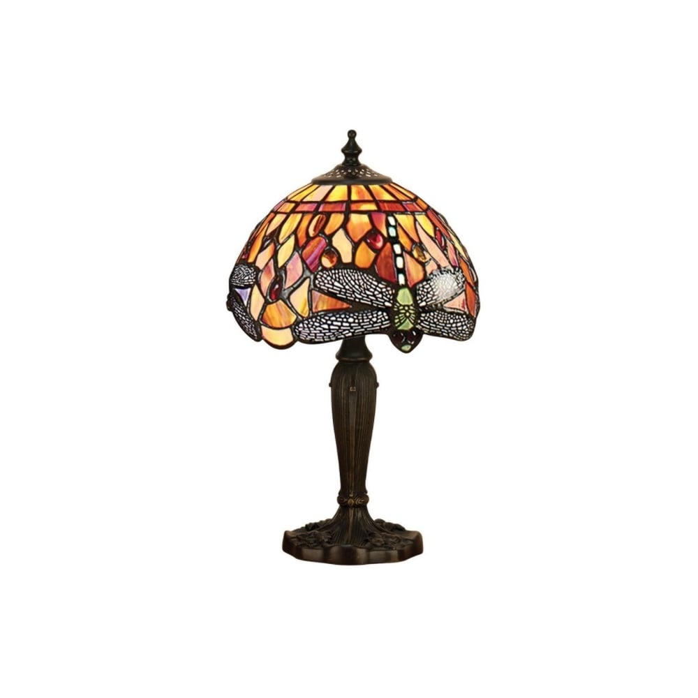 Dragonfly Flame Tiffany Intermediate Single Table Lamp In Bronze Finish 64091