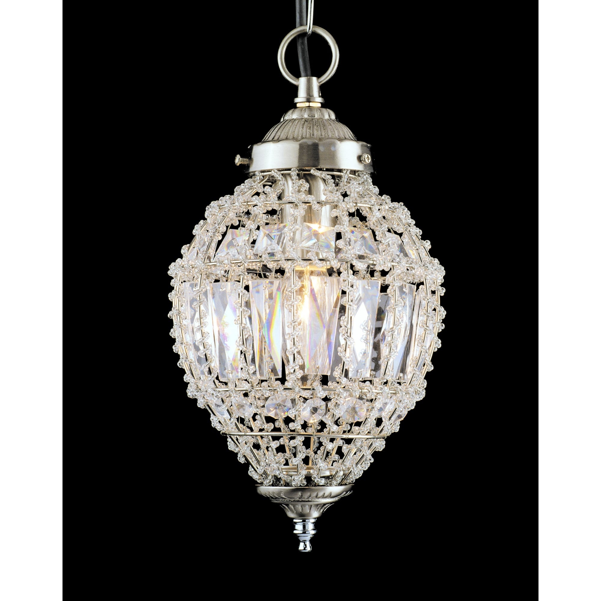 Bombay Crystal Small Ceiling Pendant Light In Satin Nickel Finish CO1219/01/S