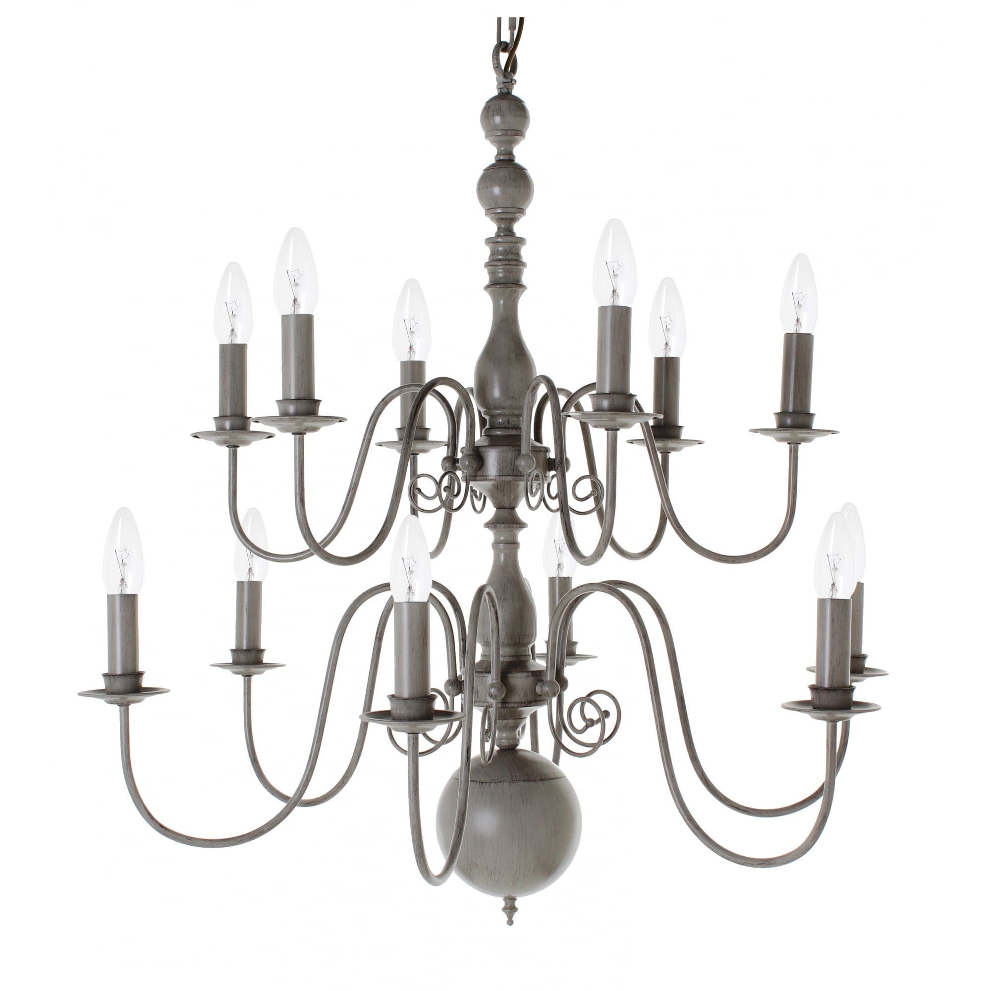 Bologna 12 Light Chandelier In Cream Or Grey Finish PG05579/12