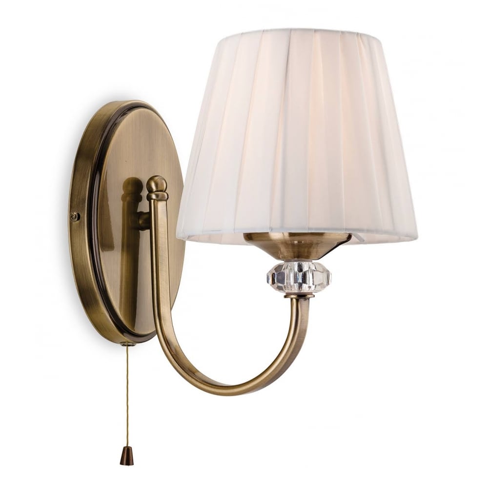 Langham Stylish Wall Light In Antique Brass With Cream Shade 4861AB