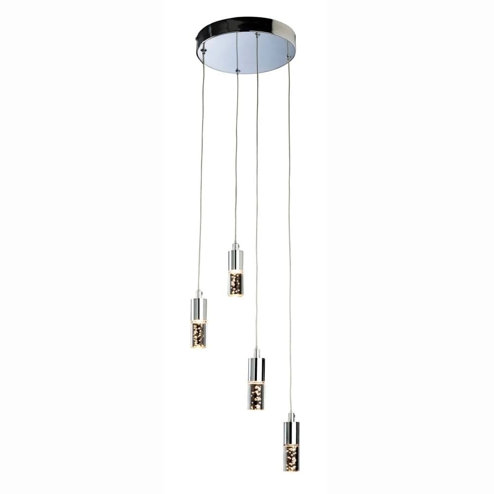 Focus LED Multi Drop Ceiling Light In Chrome Finish With Acrylic Bubble Shades 4885CH