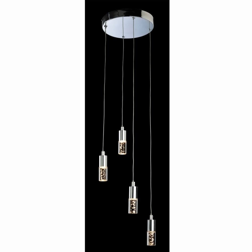 Focus LED Multi Drop Ceiling Light In Chrome Finish With Acrylic Bubble Shades 4885CH