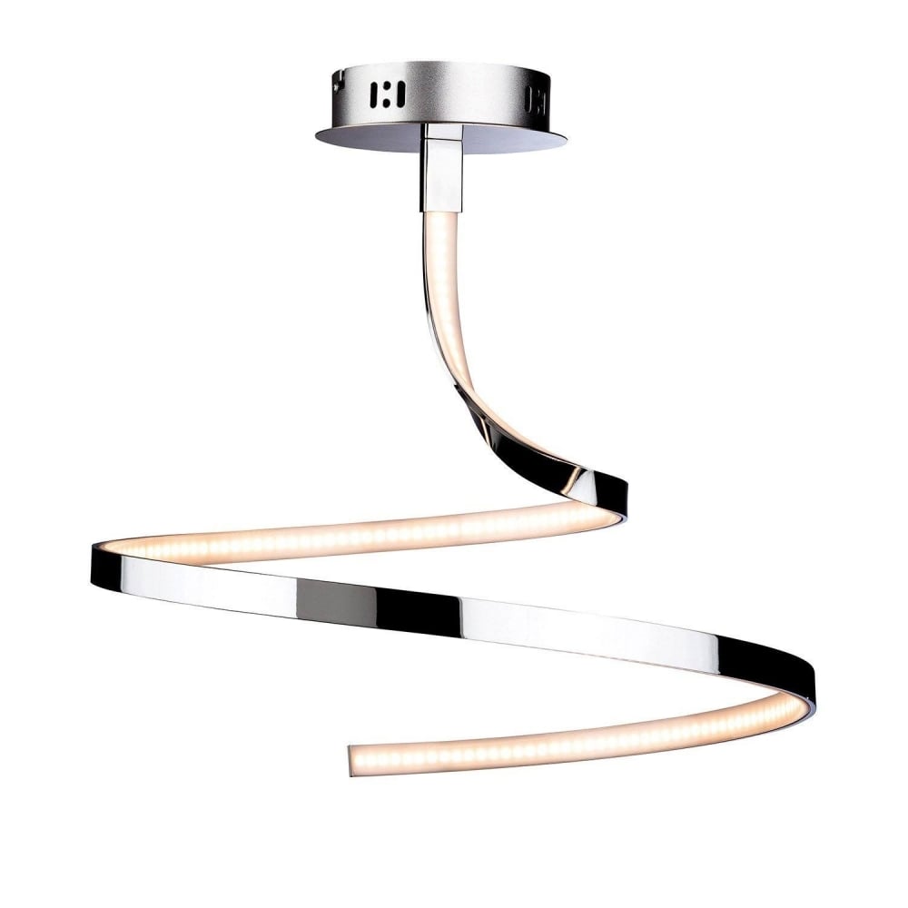 Wave LED Modern Semi Flush Ceiling Light In Chrome Finish 3451