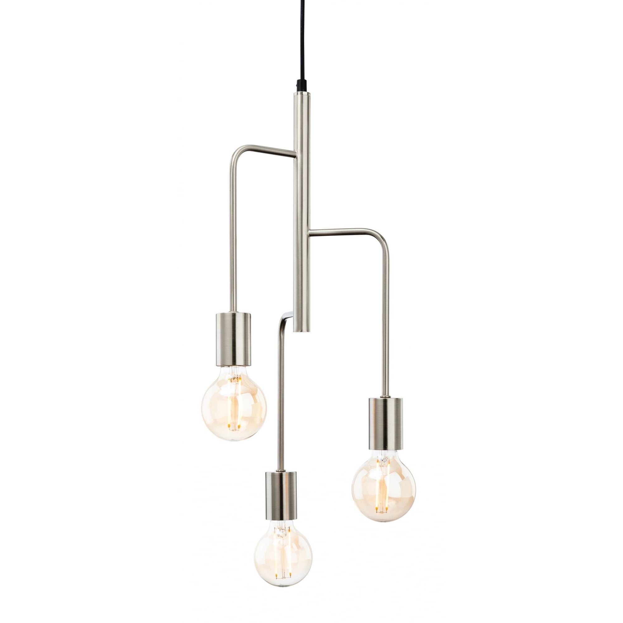 Roxy Contemporary 3 Light Ceiling Pendant In Brushed Steel Finish 4866BS