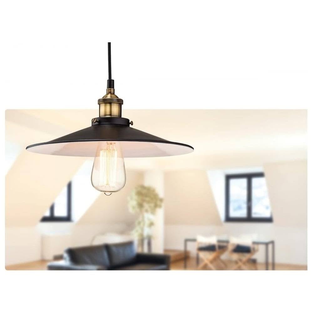 Empire Ceiling Pendant Light In Black And Antique Brass Finish 3471BK