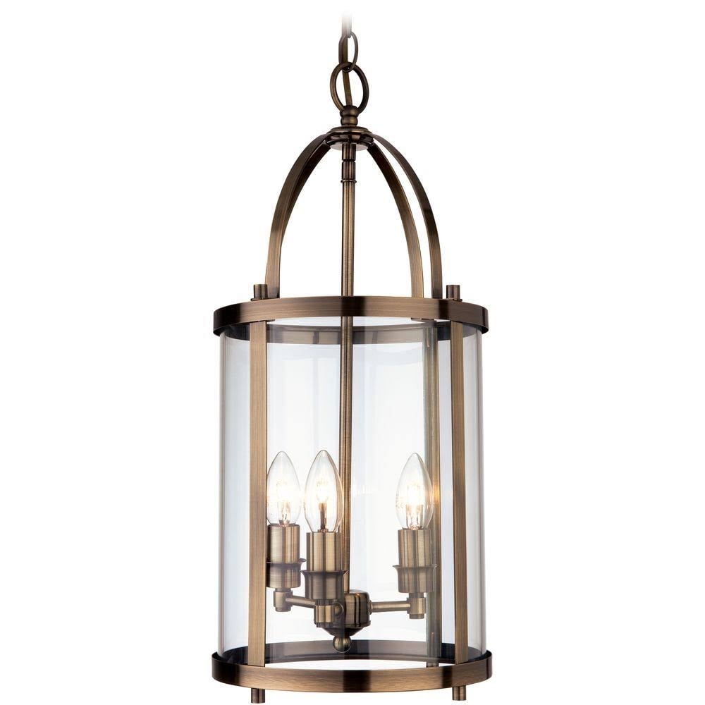 Imperial 3 Light Ceiling Pendant Lantern With Clear Glass Panels 8301