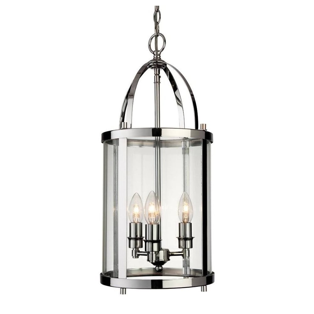 Imperial 3 Light Ceiling Pendant Lantern With Clear Glass Panels 8301