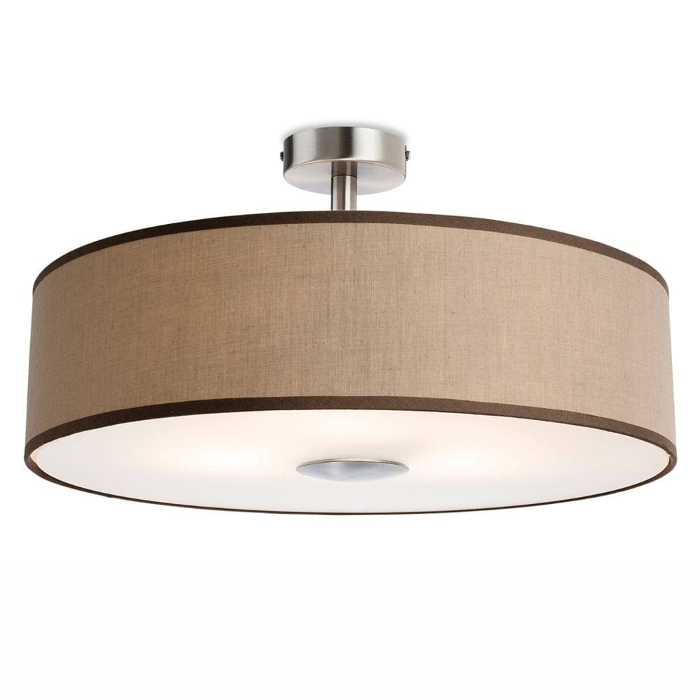 Madison Modern 3 Light Semi Flush Ceiling Light With Taupe Shade 4887TA