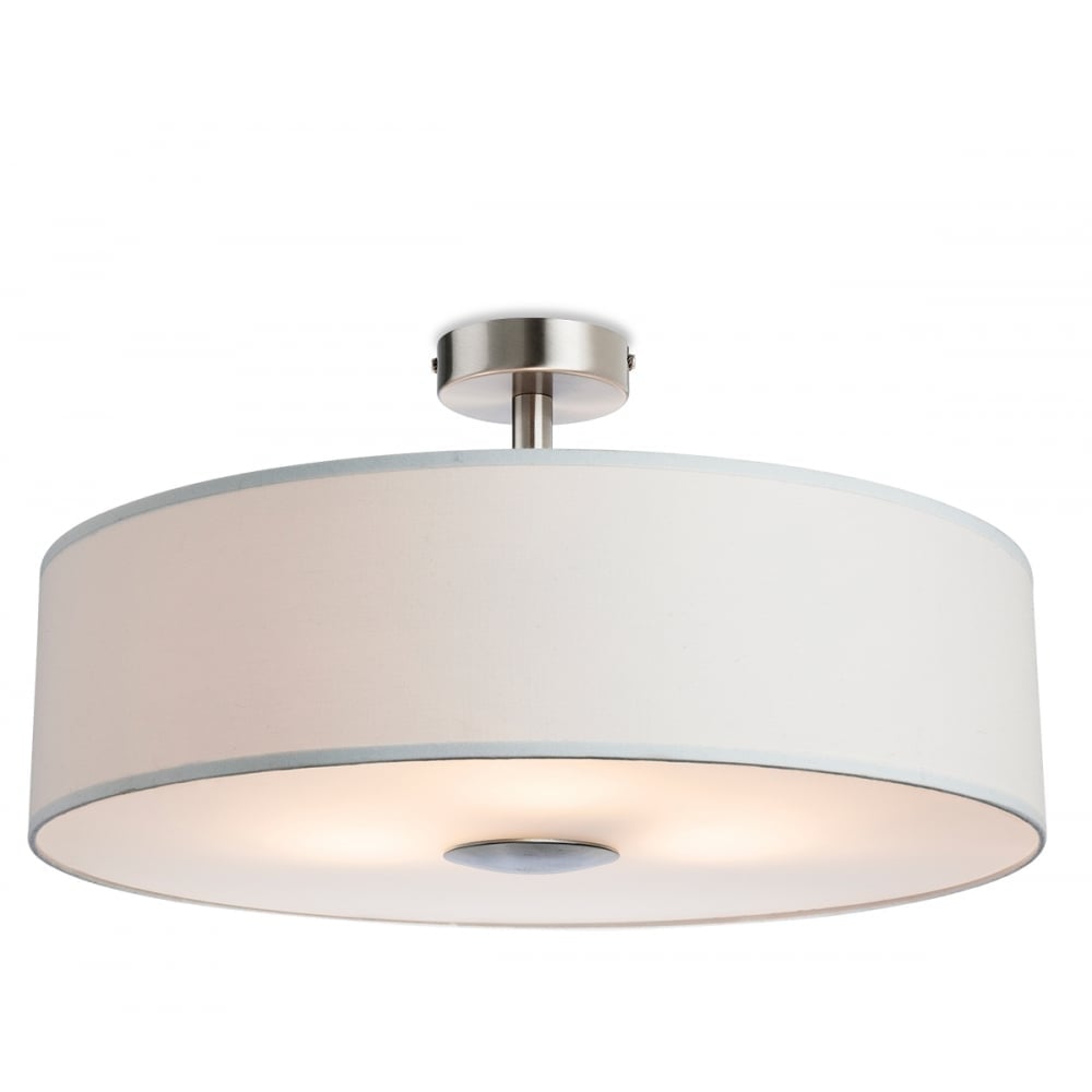 Madison Modern 3 Light Semi Flush Ceiling Light With Cream Shade 4887CR