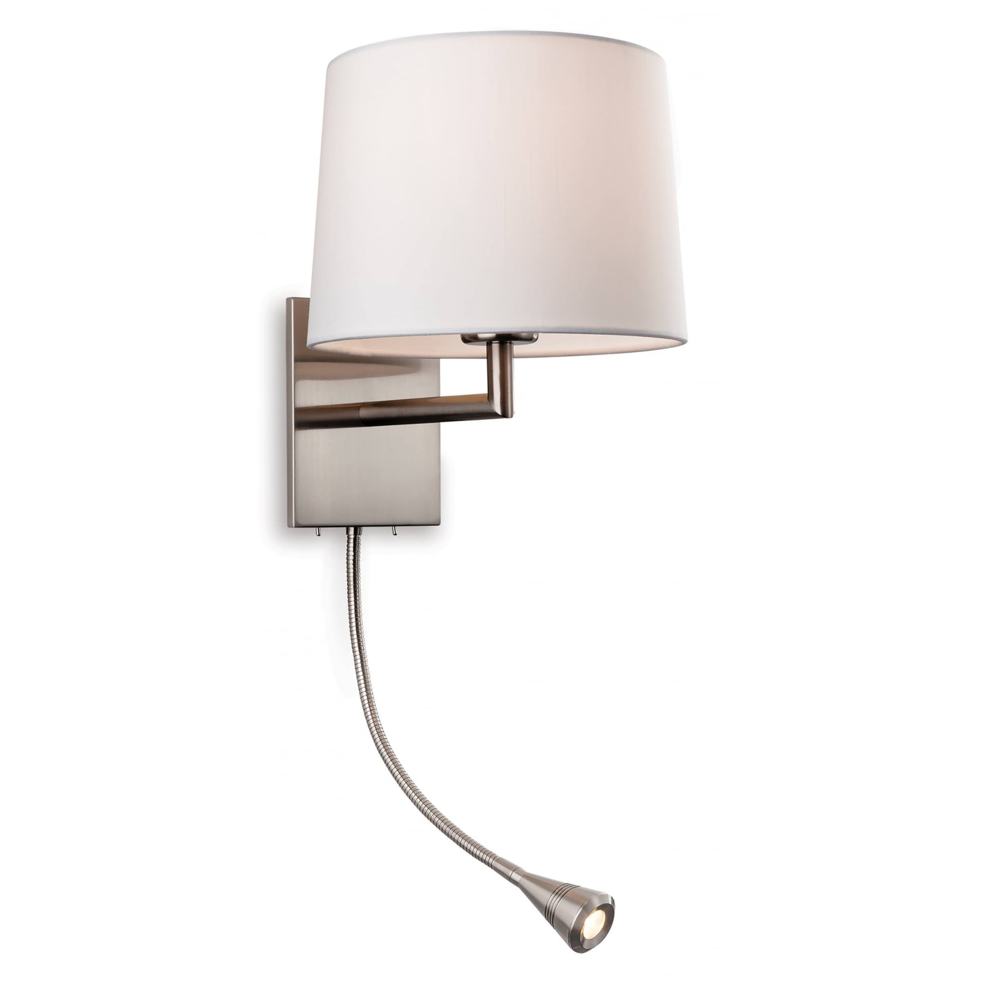 Grand Stylish Wall Light With LED Reading Lamp In Brushed Steel Finish 4936BS