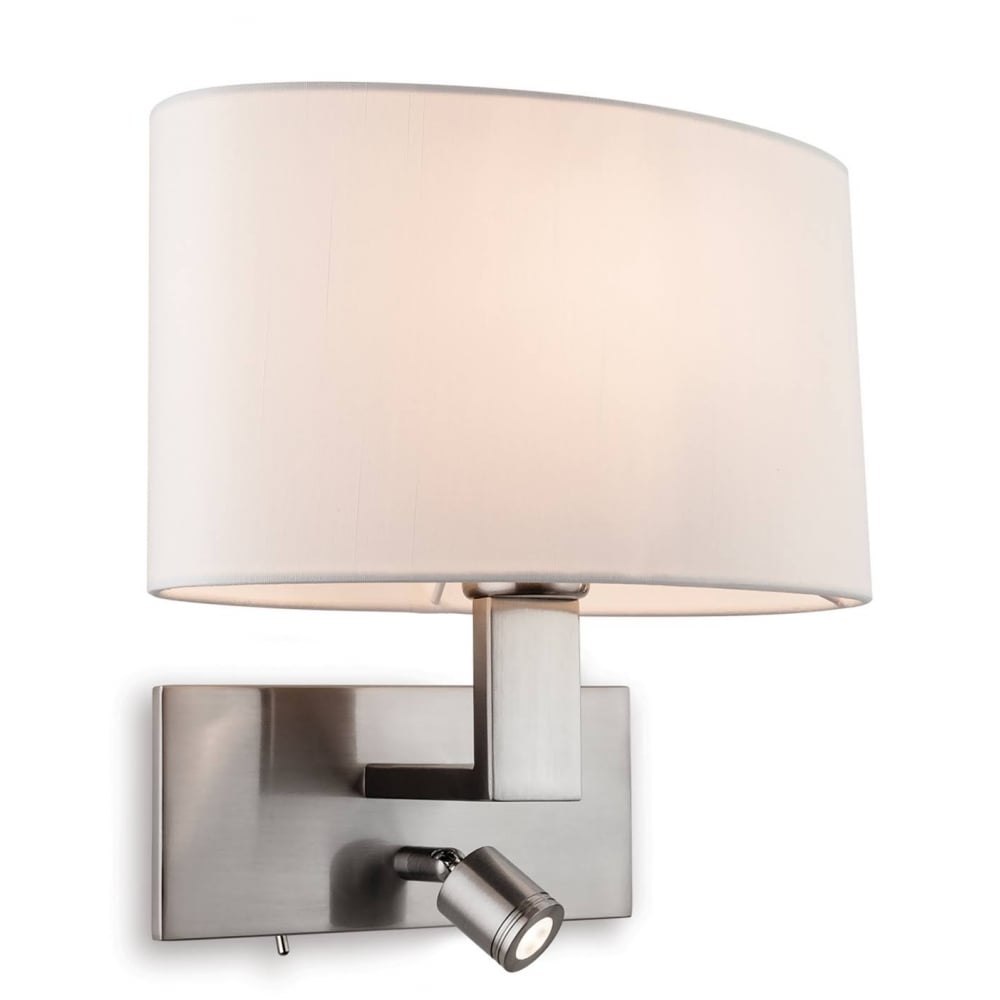 Webster Stylish Wall Light With Reading Light In Brushed Steel Finish 4938BS