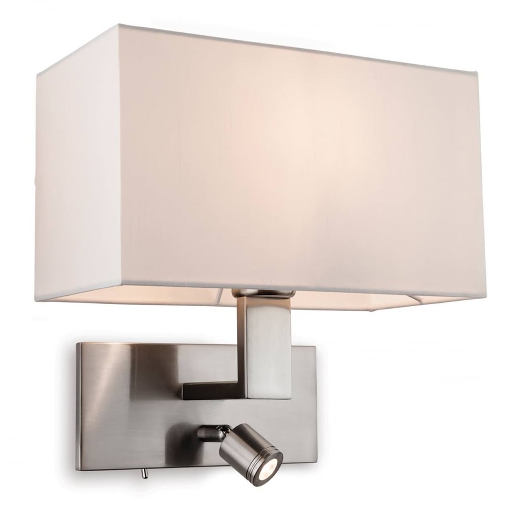 Raffles Stylish Wall Light With Reading Light In Brushed Steel Finish 4940BSCR