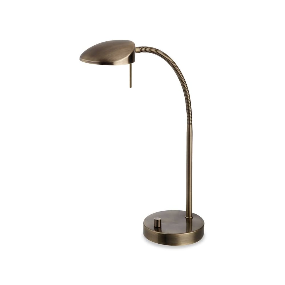 Milan Dimmable LED Desk Lamp In Antique Brass Finish 4926AB