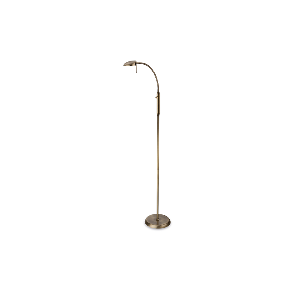 Milan Dimmable LED Floor Lamp In Antique Brass Finish 4927AB