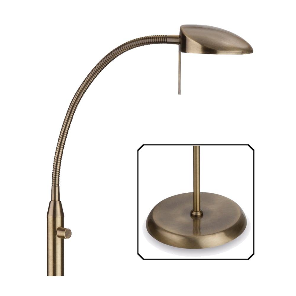 Milan Dimmable LED Floor Lamp In Antique Brass Finish 4927AB