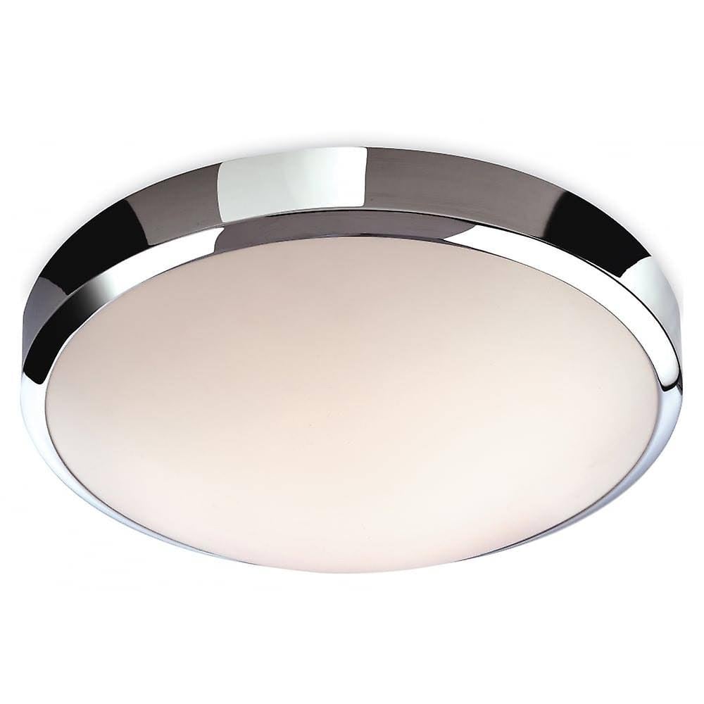 Toro LED Flush Bathroom Ceiling Light In Chrome Finish With White Diffuser 2343CH