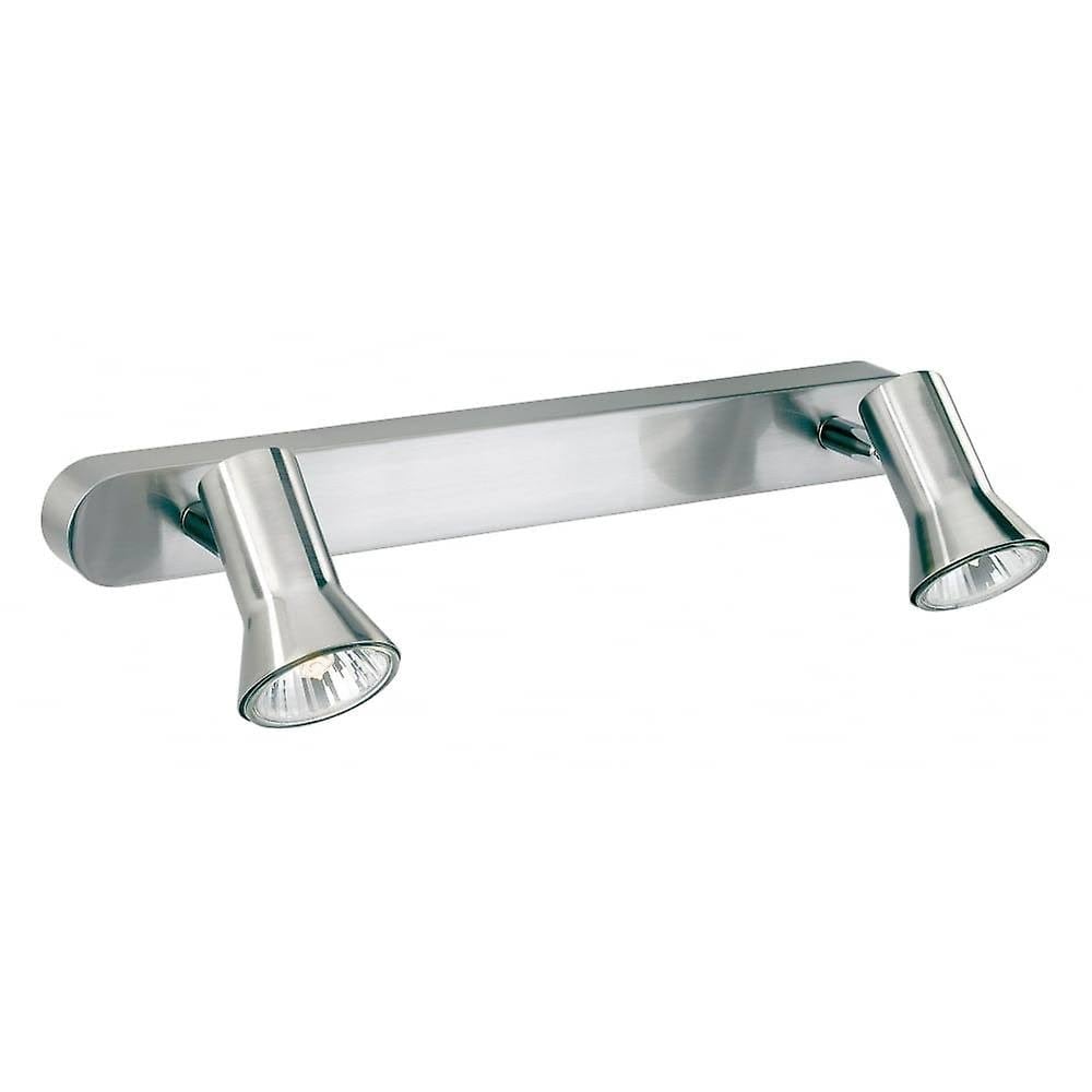 Magnum 2 Light Ceiling Bar Spotlight In Brushed Steel Finish 6091