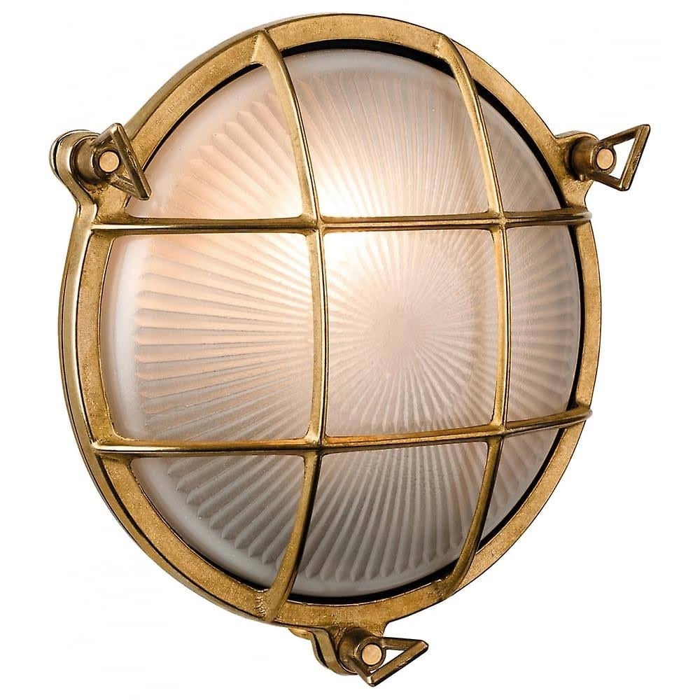 Nautic Round Outdoor Wall Light in Brass Finish IP64 3434BR