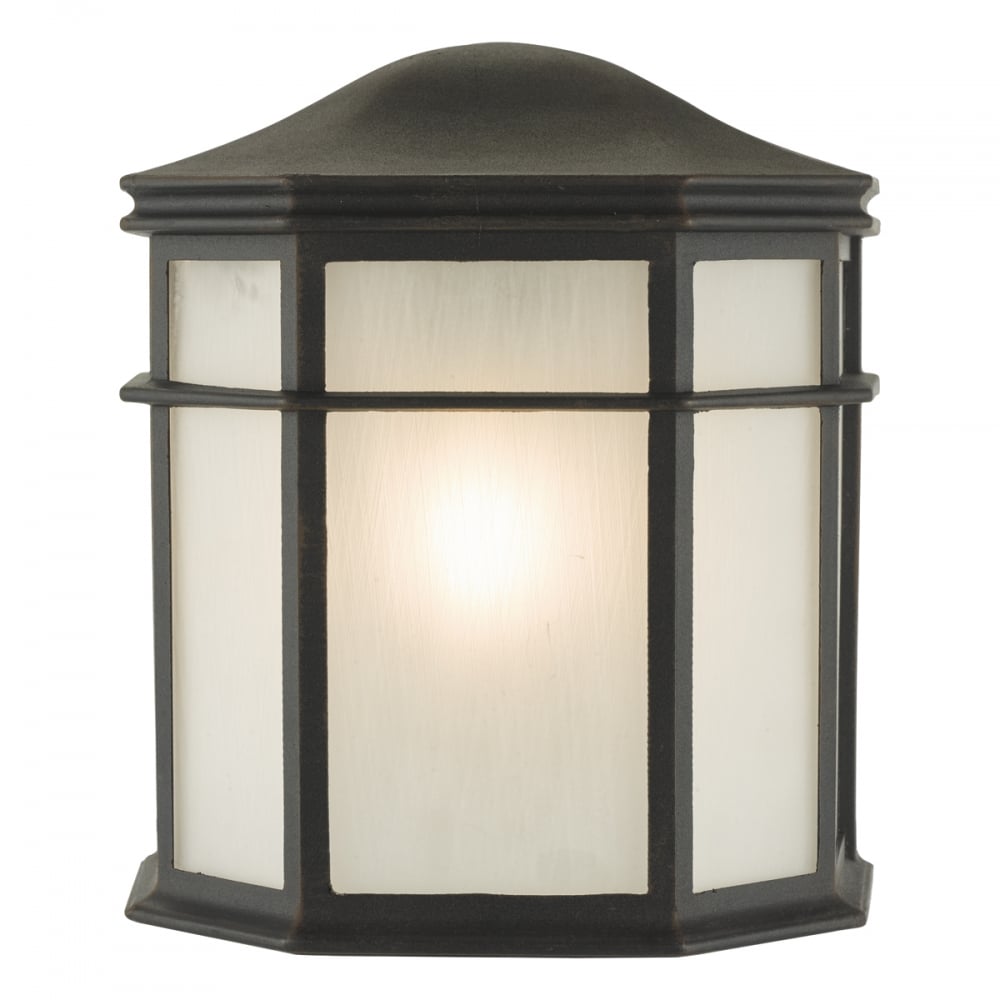 Dulbecco Outdoor Wall Lantern In Black Finish With Opal Glass Panels DUL2122