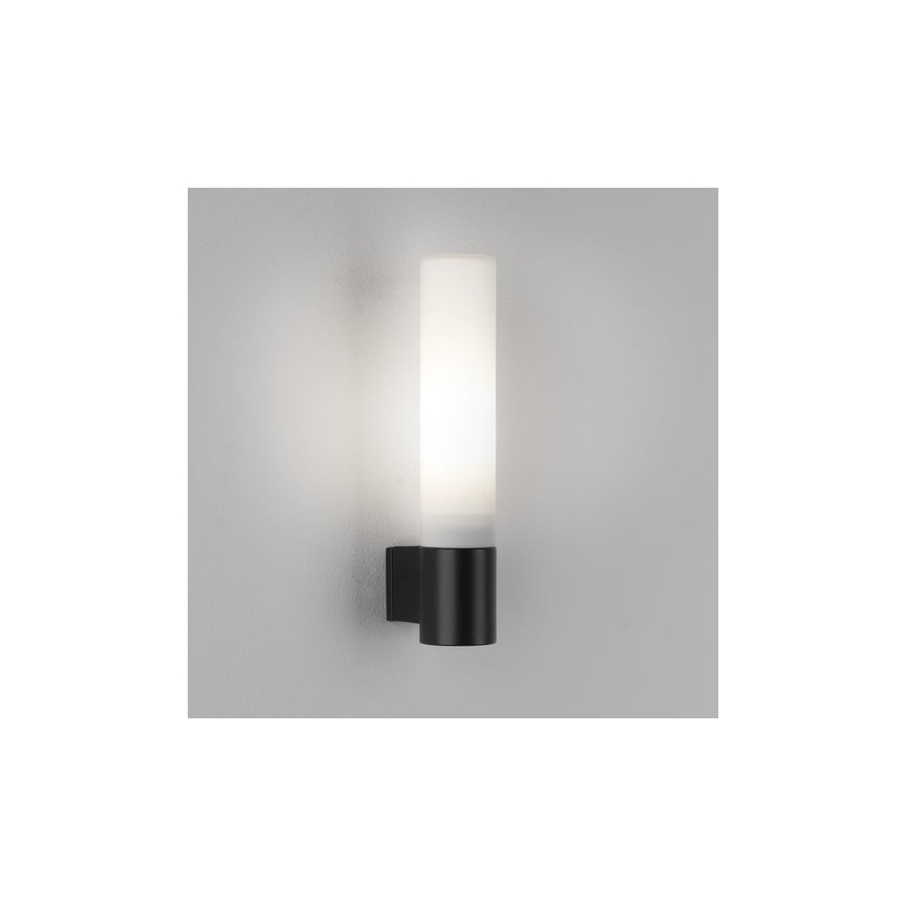 Bari Bathroom Wall Light In Black Finish With Frosted Glass Shade 1047006