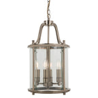Ashley Traditional 4 Light Round Hall Ceiling Lantern, Antique Brass