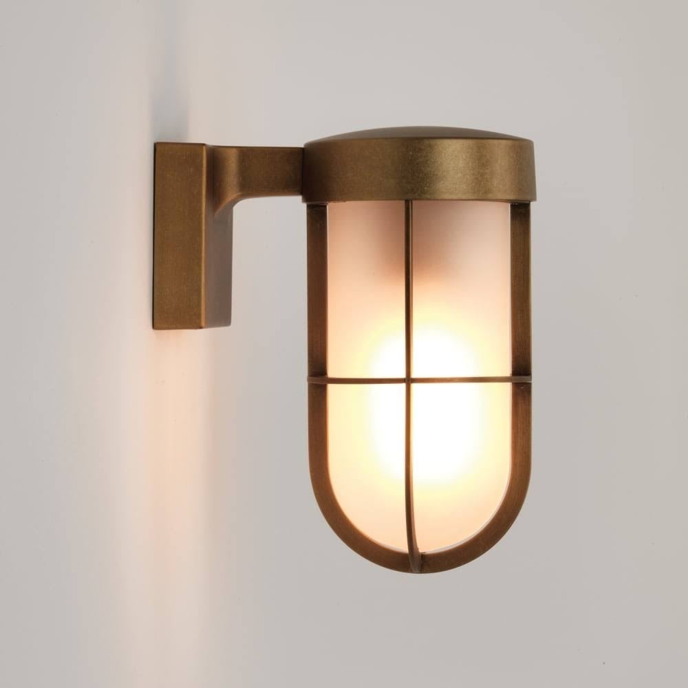 Cabin Outdoor Wall Lantern In Antique Brass Finish With Frosted Glass 1368008