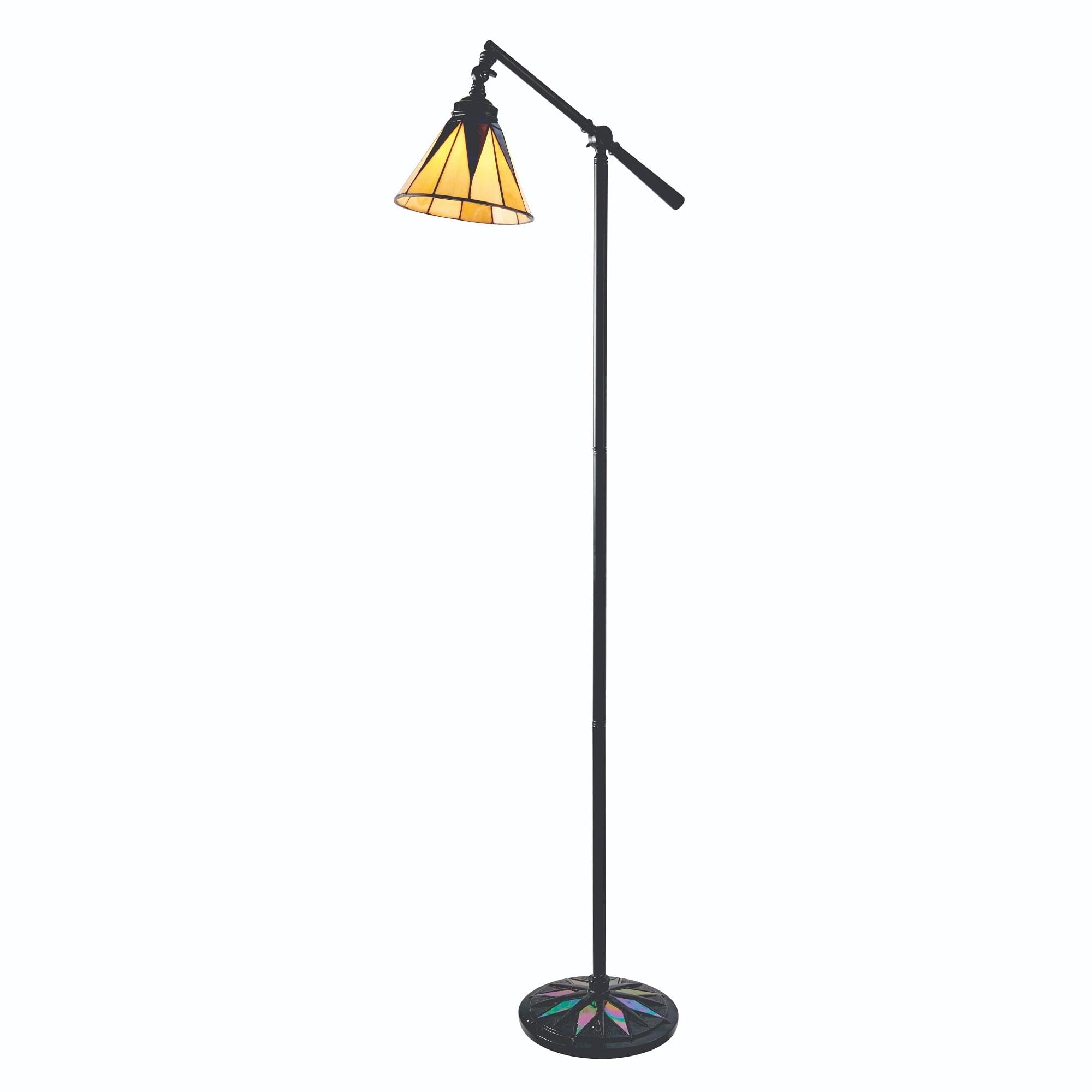 Dark Star Tiffany Floor Lamp With Black And Pearly Cream Glass 74355