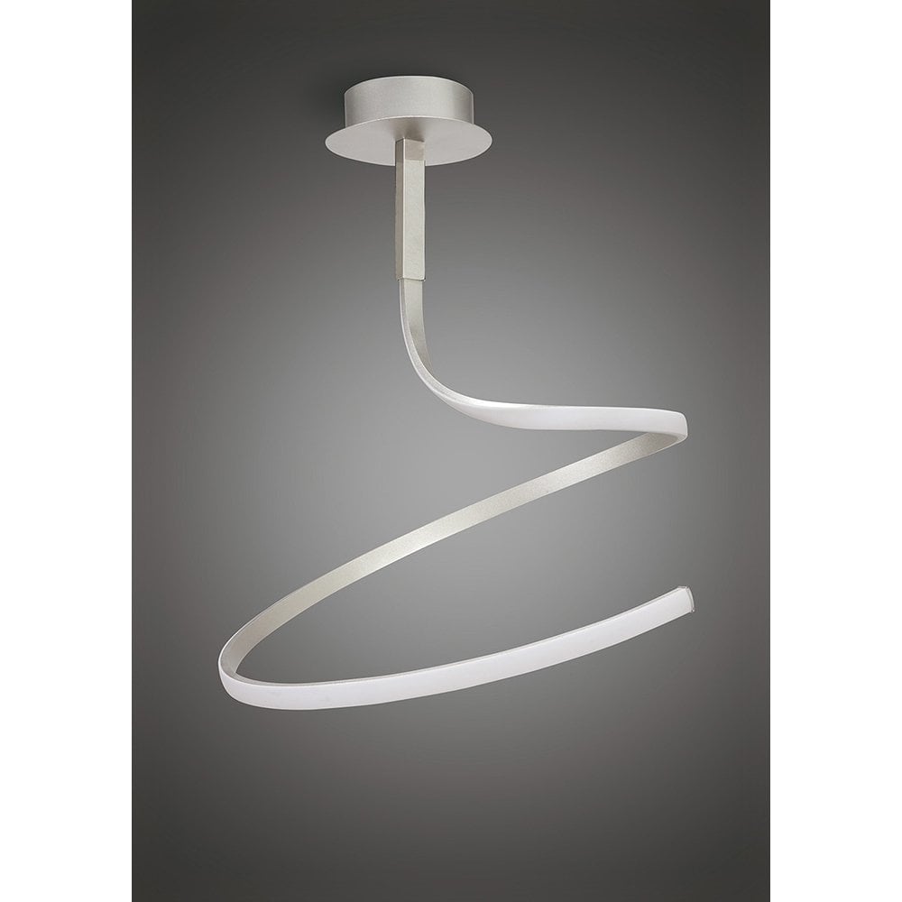 Nur Modern Dimmable LED Semi Flush Ceiling Light In Chrome And Silver Finish M4996