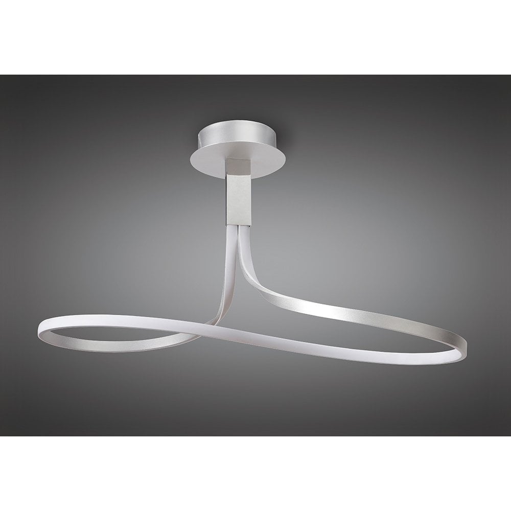 Nur Modern LED Dimmable Semi Flush Ceiling Light In Chrome And Silver M4995