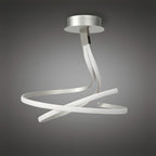 Nur Modern Twin Dimmable LED Semi Flush Ceiling Light In Chrome And Silver M4998