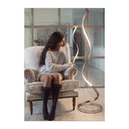 Nur Modern LED Floor Lamp In Chrome And Silver Finish M4983