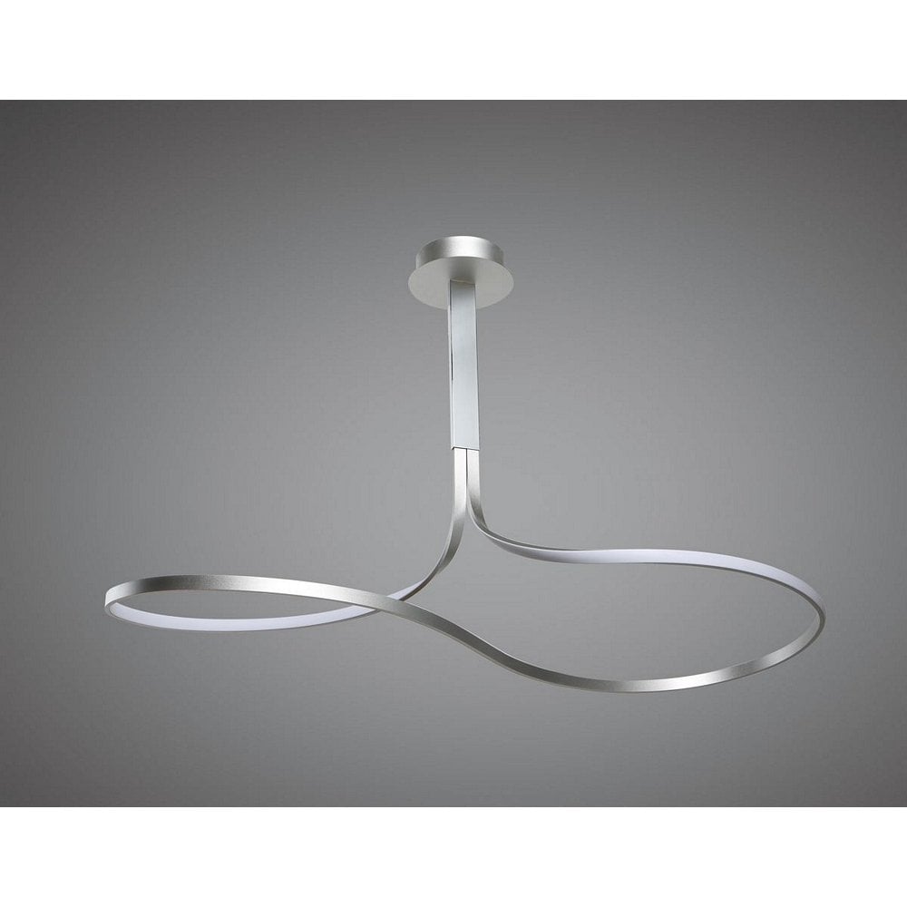 Nur XL Modern LED Semi Flush Ceiling Light In Chrome And Silver M5002