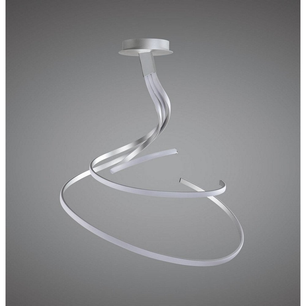 Nur XL Modern LED Large Semi Flush Ceiling Light In Chrome And Silver M5003