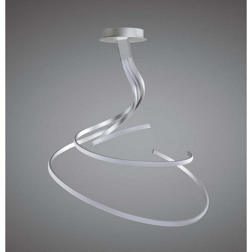 Nur XL Modern LED Dimmable Large Semi Flush Ceiling Light In Chrome And Silver M5821