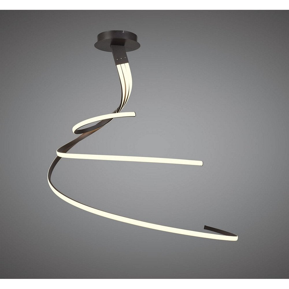 Nur XL Modern LED Dimmable Large Semi Flush Ceiling Light In Brown Oxide M5832