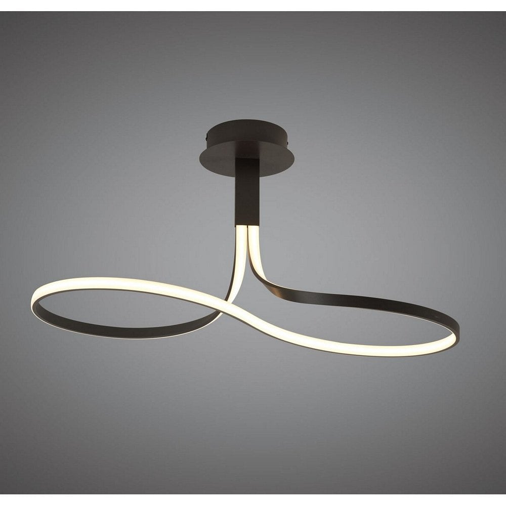 Nur Modern Non Dimmable LED Semi Flush Ceiling Light In Brown Oxide M5360