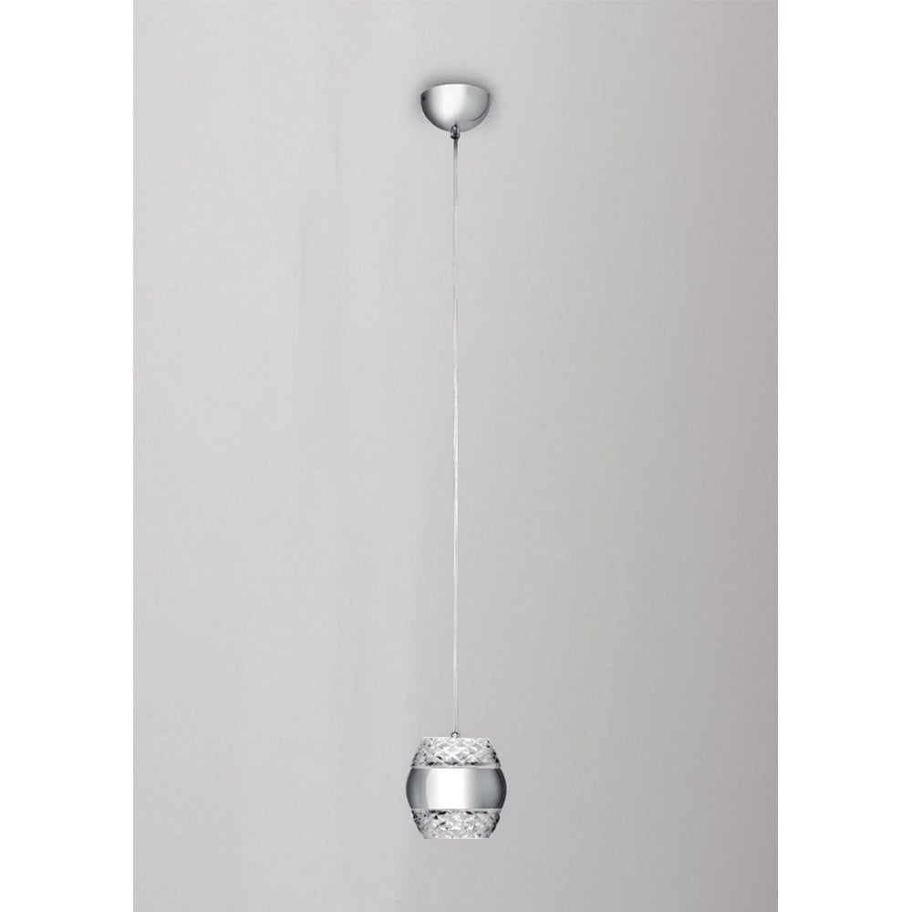 Khalifa Sleek Single LED Ceiling Pendant Light In Polished Chrome Finish M5167